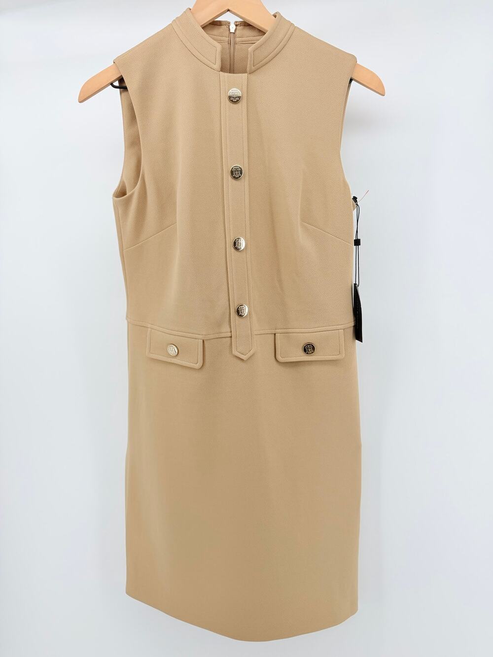 Tommy Hilfiger Shift Dress Tan Military Quiet Luxury Old Money Preppy size 4
